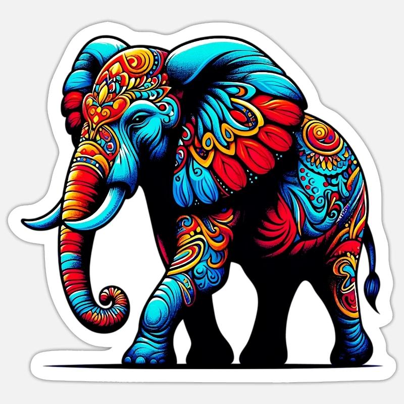 Elefant - Sticker Größe S (10 x 10 cm) - Mattweiß