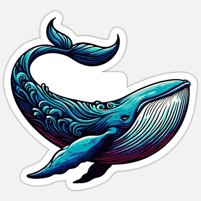 Baleine - Sticker taille S (10 x 10 cm) - blanc mat