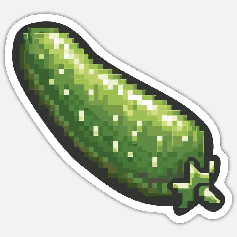 Icône pixel de concombre - Sticker taille S (10 x 10 cm) - blanc mat