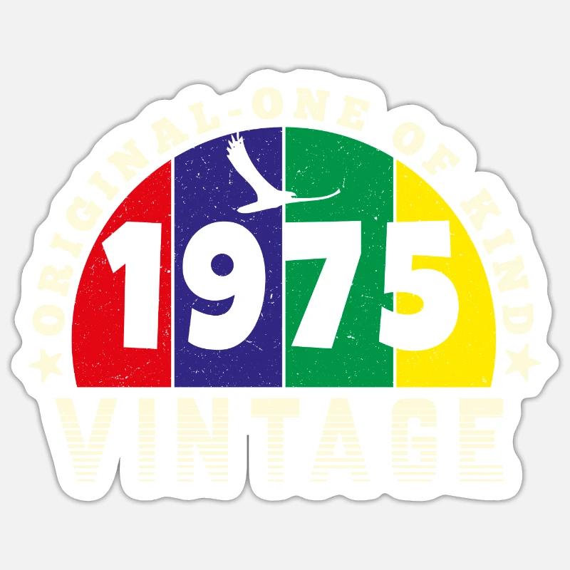 Vintage 1975 Retro - Bursdag Sticker size S (10 x 10 cm)