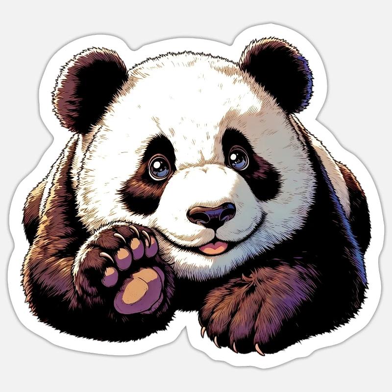 Panda - Sticker taille S (10 x 10 cm) - blanc mat