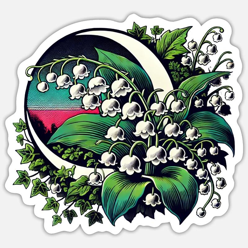 Maiglöckchen - Sticker Größe S (10 x 10 cm) - Mattweiß