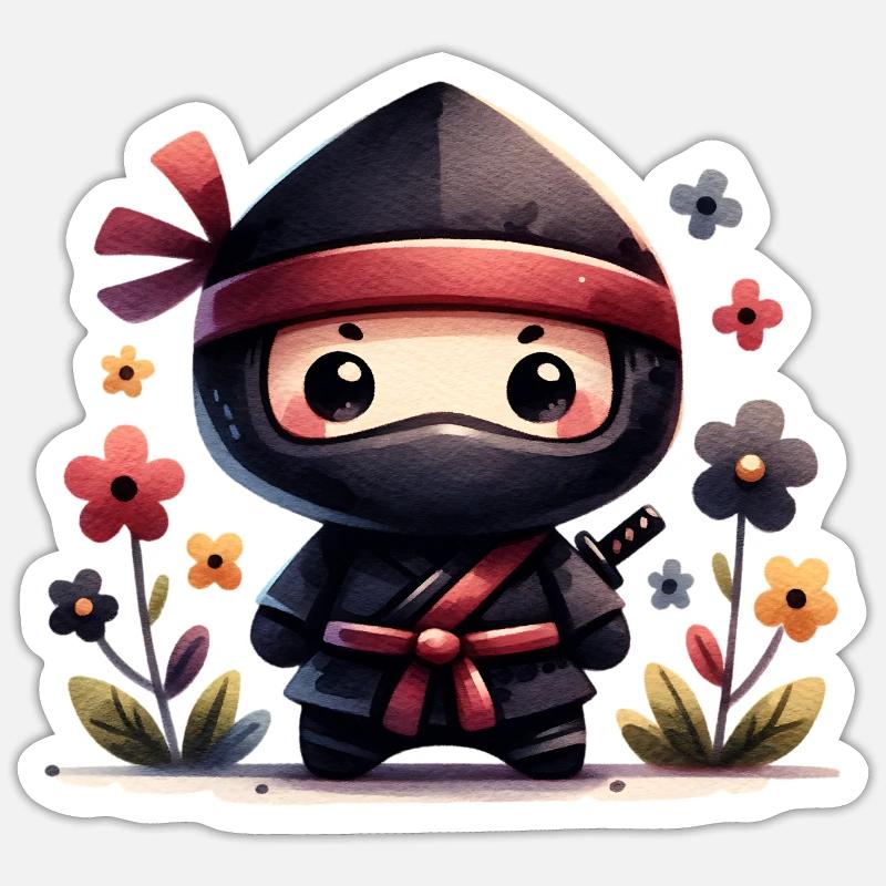 Ninja - Sticker taille S (10 x 10 cm) - blanc mat
