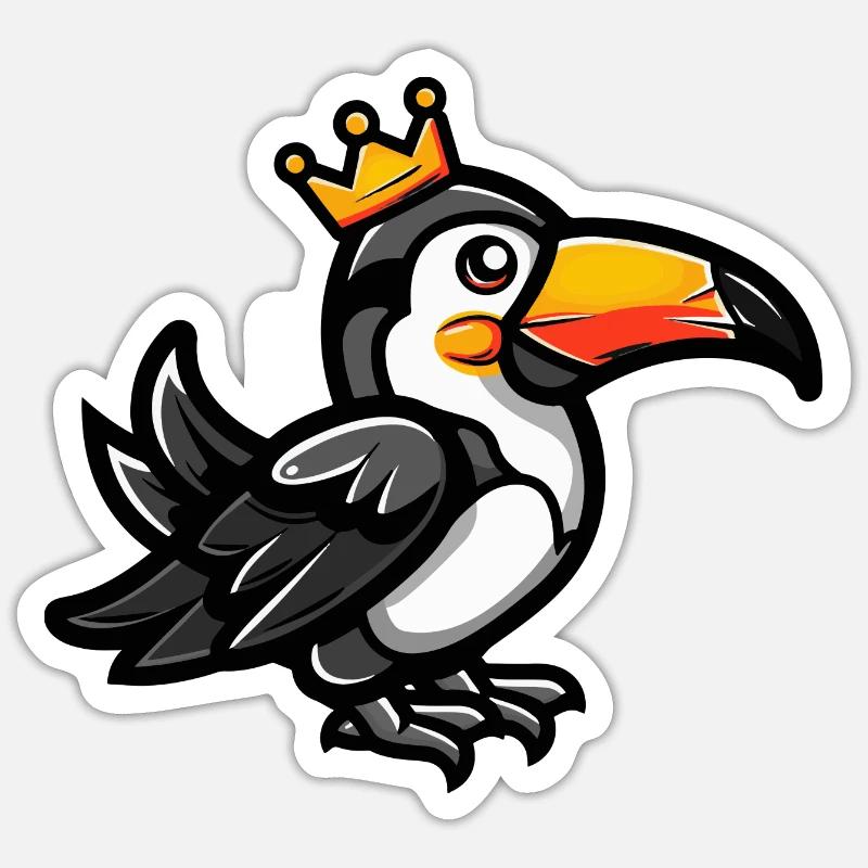 Toucan Bird Comic Crown - Sticker size S (10 x 10 cm) - white matte