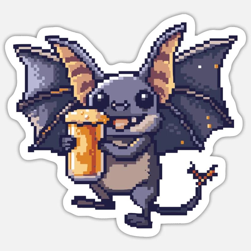 Bat Beer Pixel - Sticker size S (10 x 10 cm) - white matte