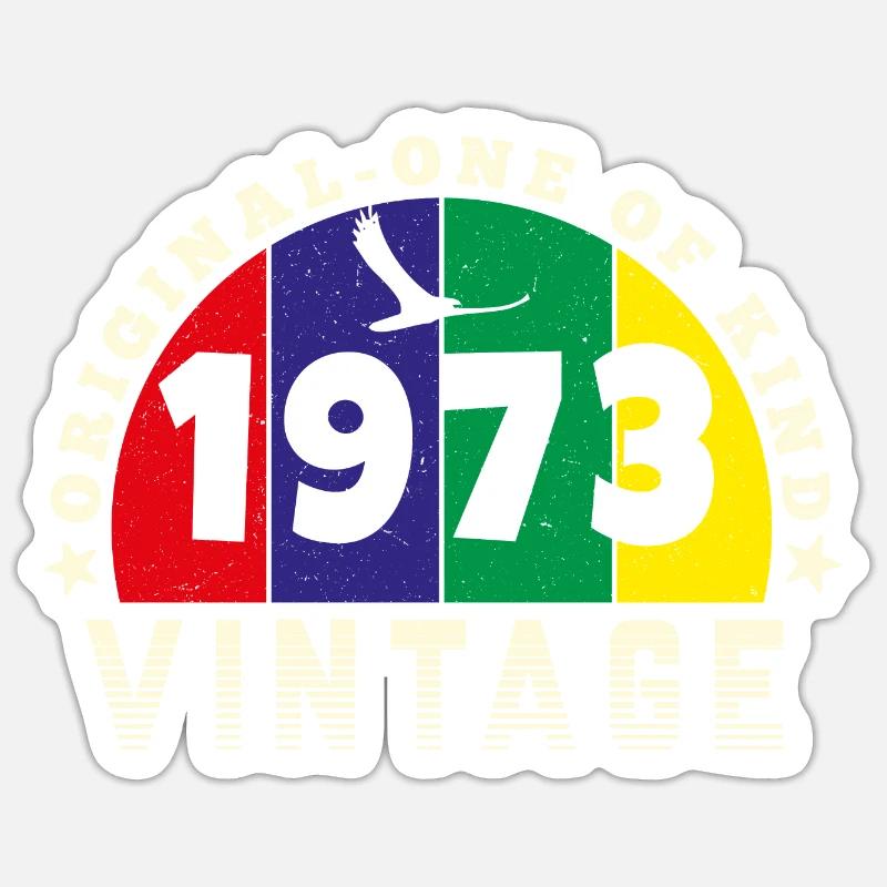 Vintage 1973 Retro - Bursdag Sticker size S (10 x 10 cm)