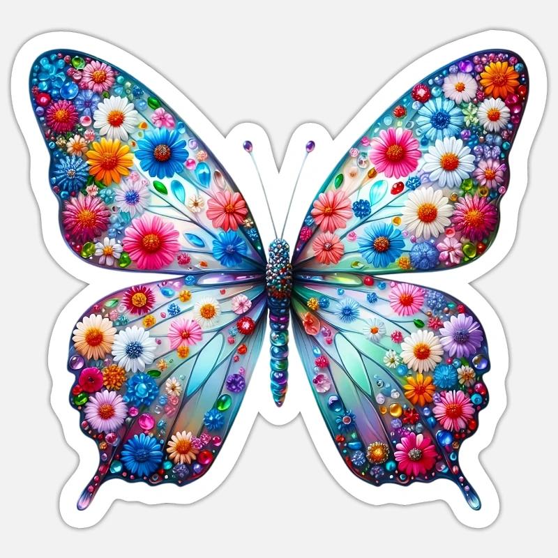 Papillon - Sticker taille S (10 x 10 cm) - blanc mat