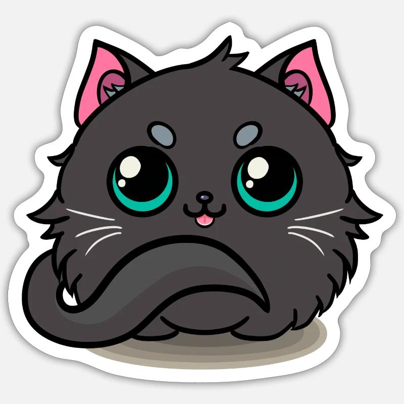 Schwarze Katze! - Sticker Größe S (10 x 10 cm) - Mattweiß