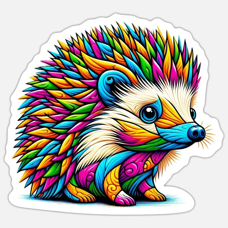 Hérisson - Sticker taille S (10 x 10 cm) - blanc mat