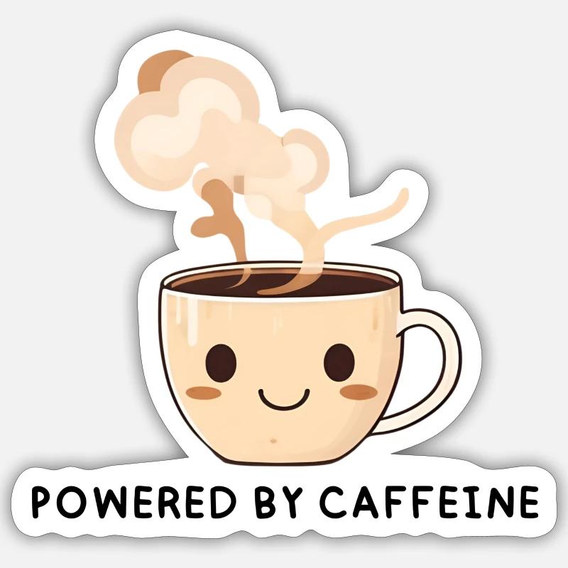 Powered By Caffeine - Sticker size S (10 x 10 cm) - white matte