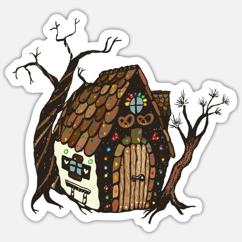 Hexenhaus Knusperhäuschen Sticker Größe S (10 x 10 cm)