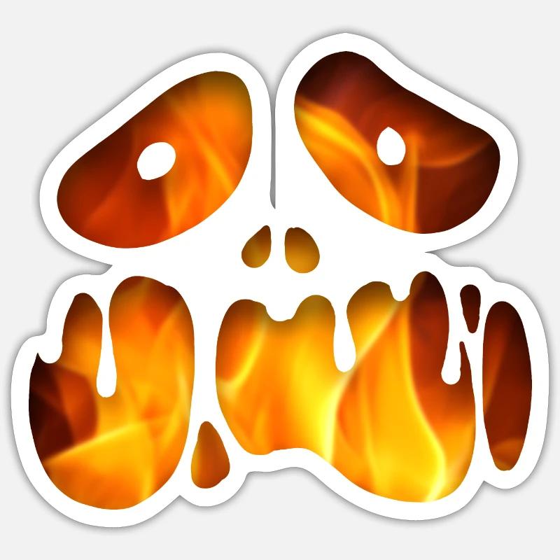 Feuer-Schädel - Sticker Größe S (10 x 10 cm) - Mattweiß