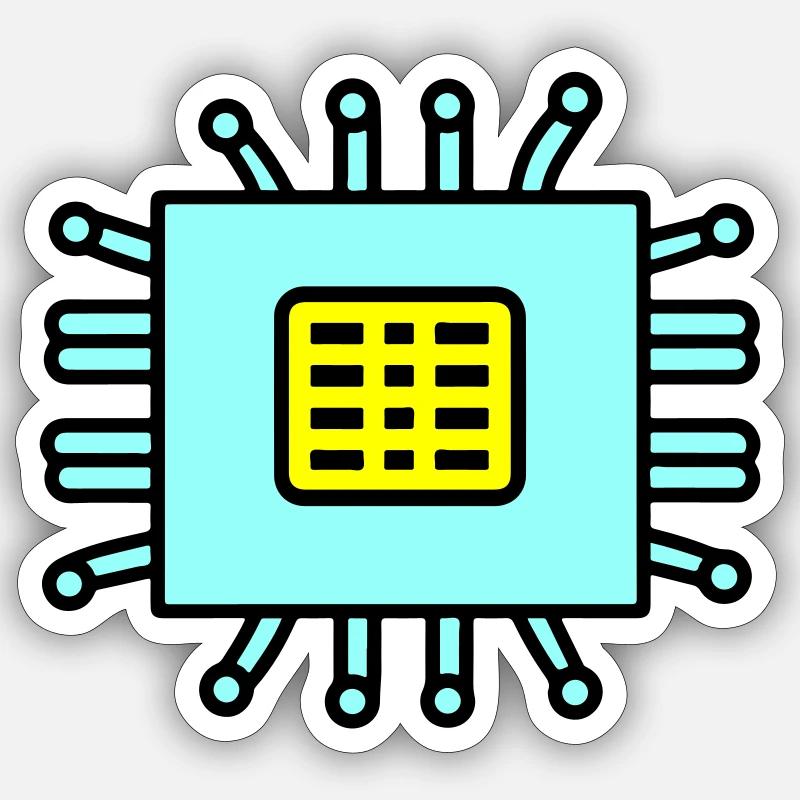 Digital Computer Chip Icon - Sticker Größe S (10 x 10 cm) - Mattweiß
