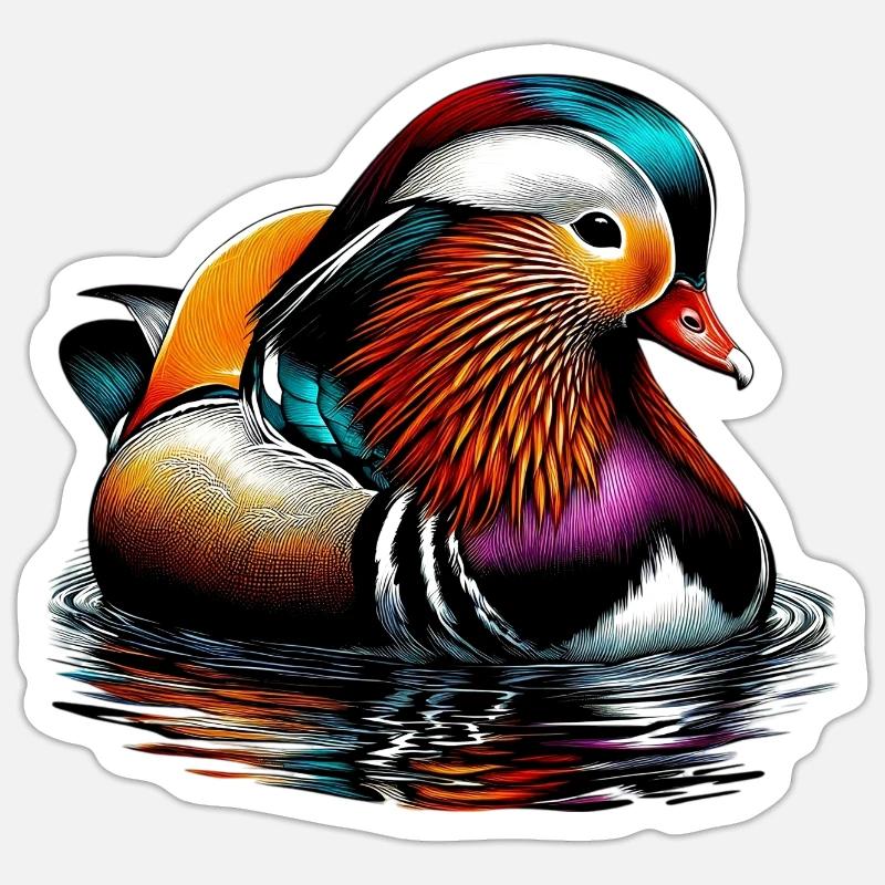Mandarin duck Sticker size S (10 x 10 cm)