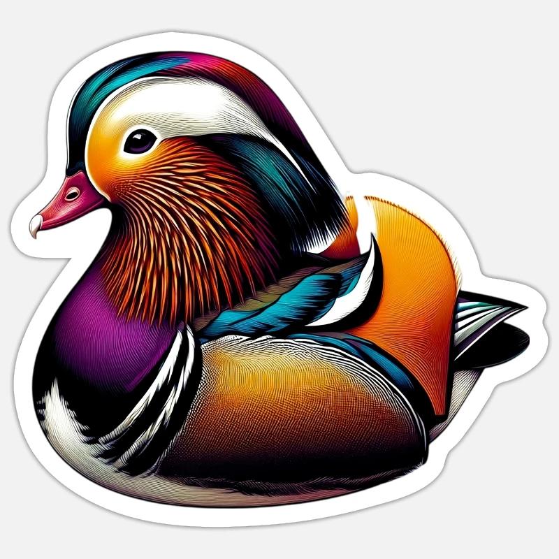 Mandarin duck - Sticker size S (10 x 10 cm) - white matte