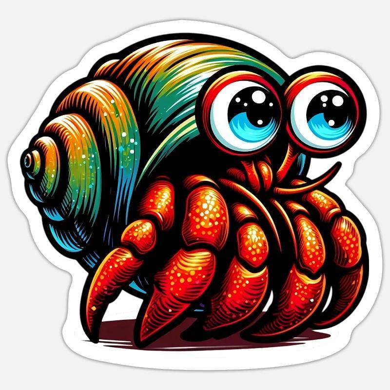 Bernard-l'ermite - Sticker taille S (10 x 10 cm) - blanc mat
