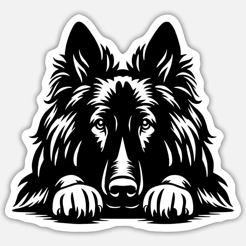 Tervueren Head with Paws Sticker size S (10 x 10 cm)