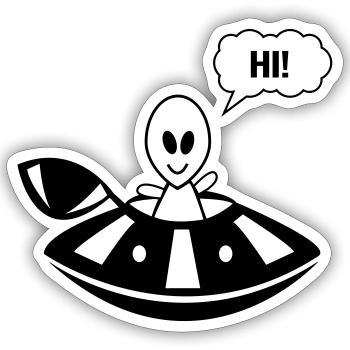 Alien ufo hi - Sticker Größe S (10 x 10 cm) - Mattweiß - Vorne