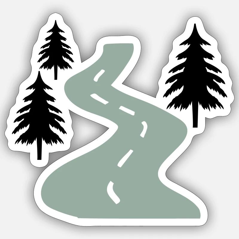Straße Bäume Weg Sticker Größe S (10 x 10 cm)