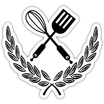 Baking tools in laurel wreath cook logo - Sticker size S (10 x 10 cm) - white matte - Front