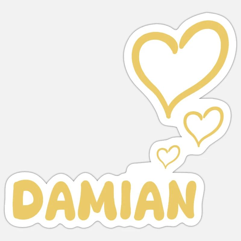 First name Damian - Sticker size S (10 x 10 cm) - white matte