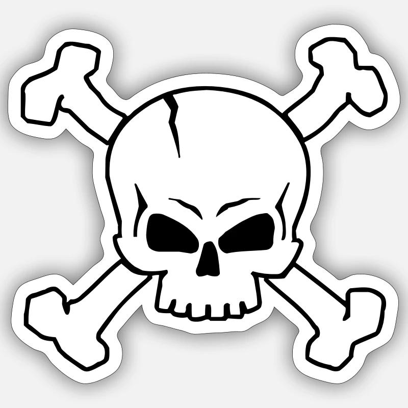 CROSSED SKULL - 2C (W) Sticker size S (10 x 10 cm)