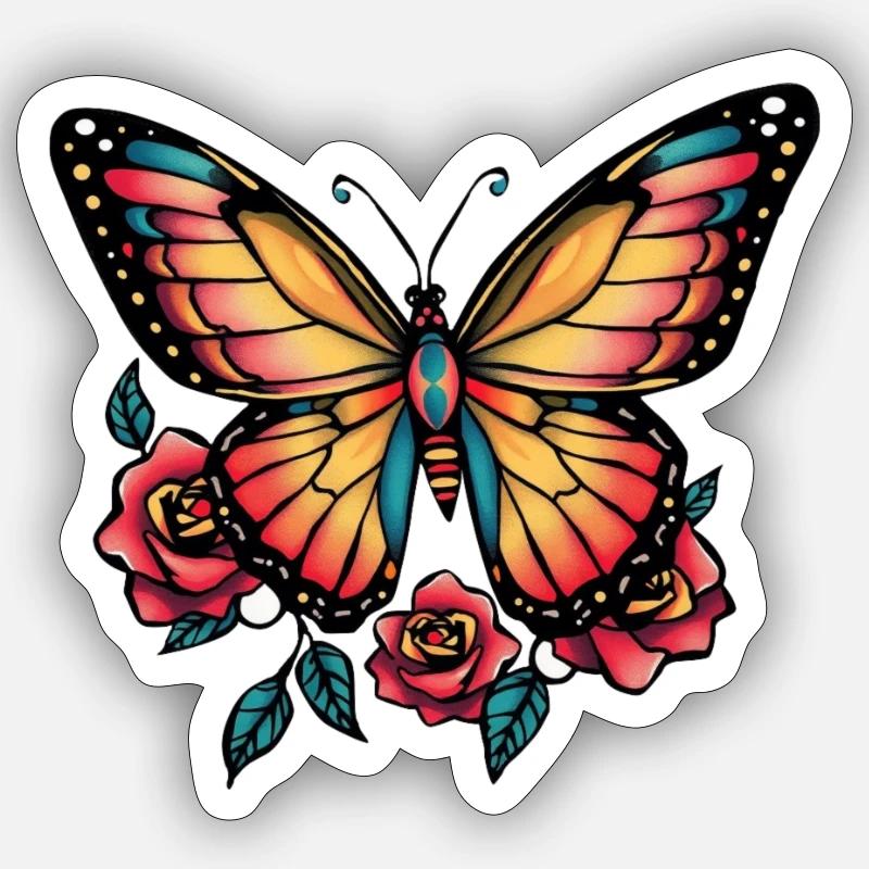 Papillon - Sticker taille S (10 x 10 cm) - blanc mat