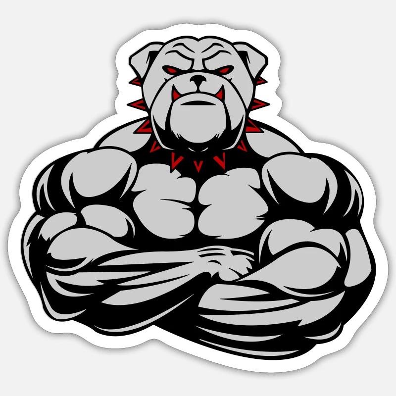 Bouledogue fort 02 - Sticker taille S (10 x 10 cm) - blanc mat