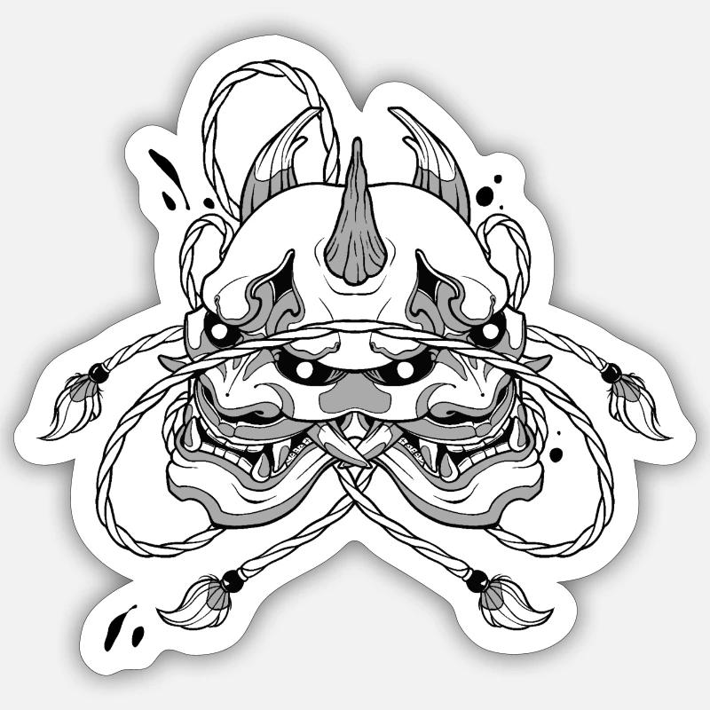 Double mask Oni Sticker size S (10 x 10 cm)