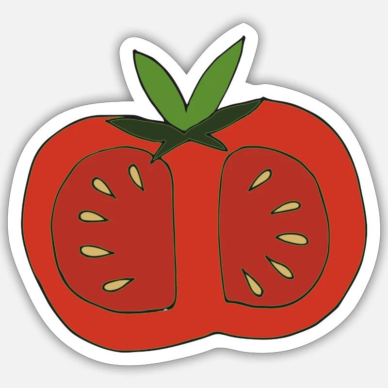 Tomato halved - Sticker size S (10 x 10 cm) - white matte
