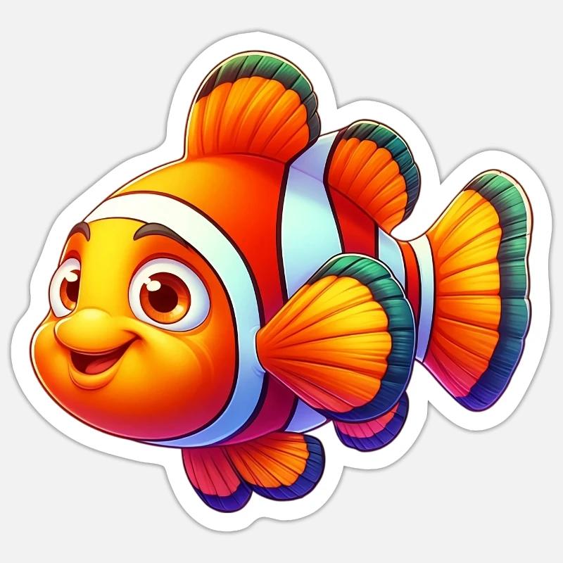 Clownfisch - Sticker Größe S (10 x 10 cm) - Mattweiß