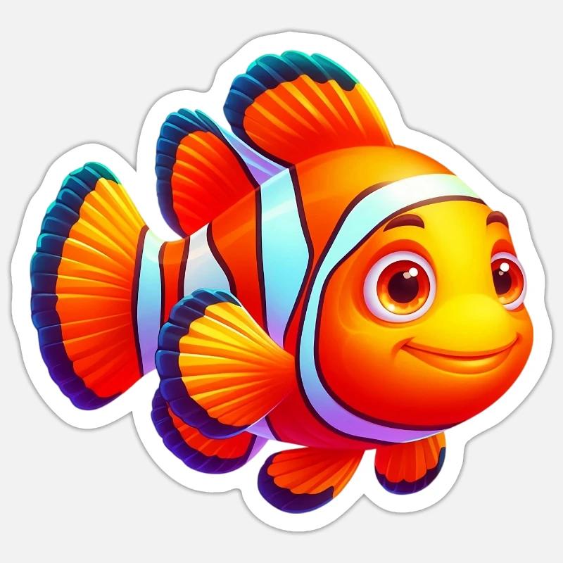Clownfisch - Sticker Größe S (10 x 10 cm) - Mattweiß