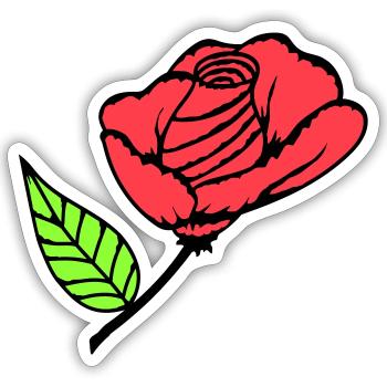 Jolie belle fleur de rose feuille roses romantique - Sticker taille S (10 x 10 cm) - blanc mat - Devant