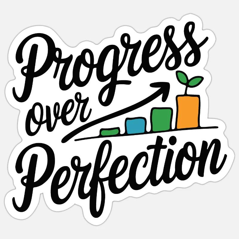 Wachstumsdiagramm "Fortschritt über Perfektion" - Sticker Größe S (10 x 10 cm) - Mattweiß