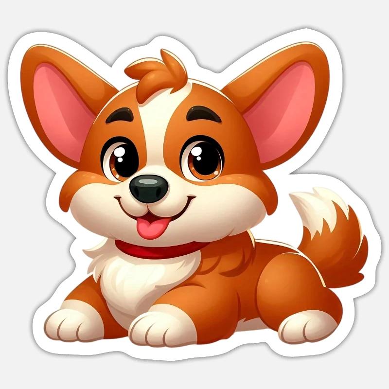 corgi 15 - Sticker taille S (10 x 10 cm) - blanc mat