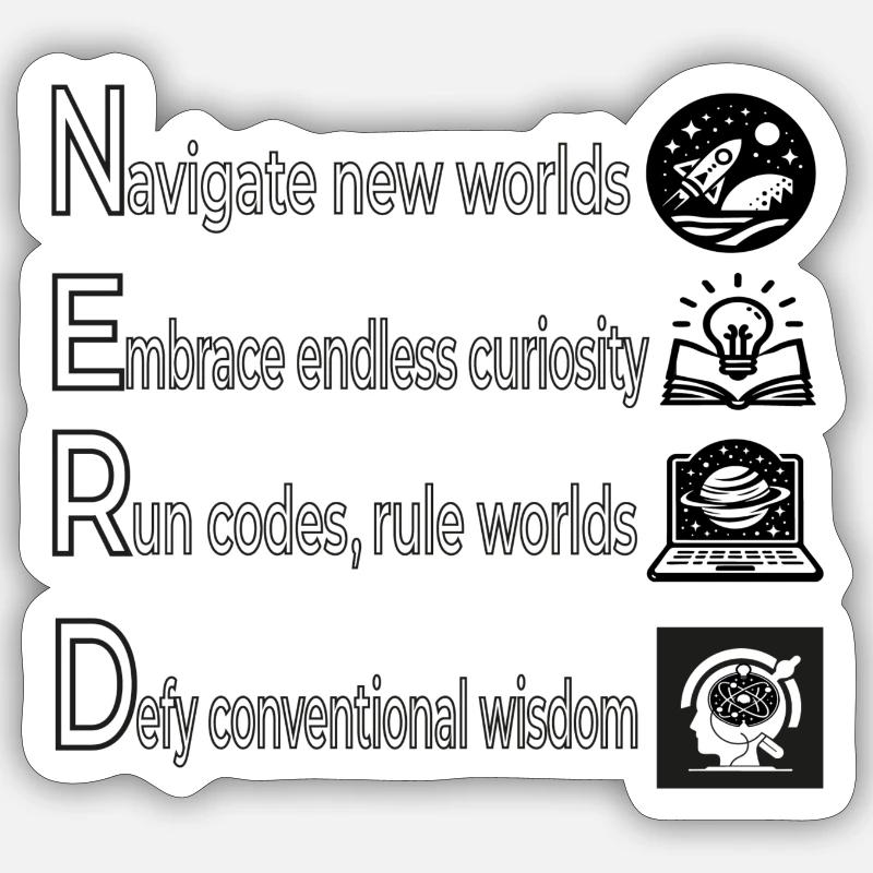 Nerdy - Sticker taille S (10 x 10 cm) - blanc mat