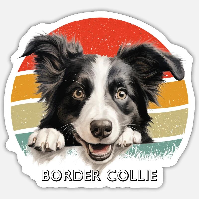 Border Collie - Sticker Größe S (10 x 10 cm) - Mattweiß