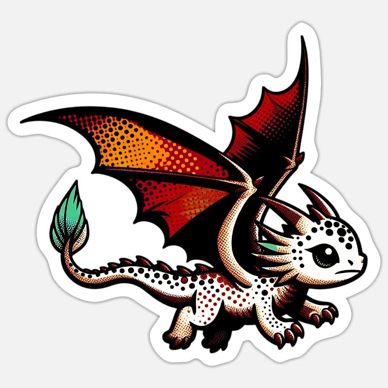 Dragon - Sticker taille S (10 x 10 cm) - blanc mat
