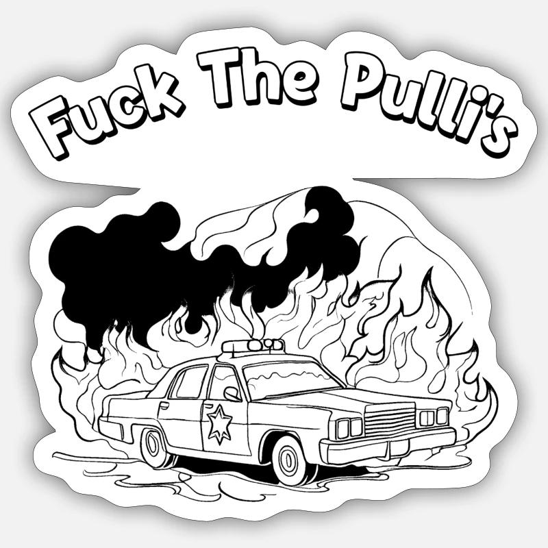 fuck pullis Motiv - Sticker Größe S (10 x 10 cm) - Mattweiß