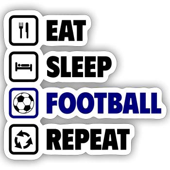 Manger, dormir, footballer, répéter - Sticker taille S (10 x 10 cm) - blanc mat - Devant