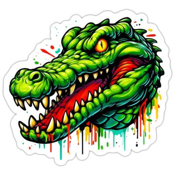 Alligator-Krokodil - Sticker Größe S (10 x 10 cm) - Mattweiß - Vorne