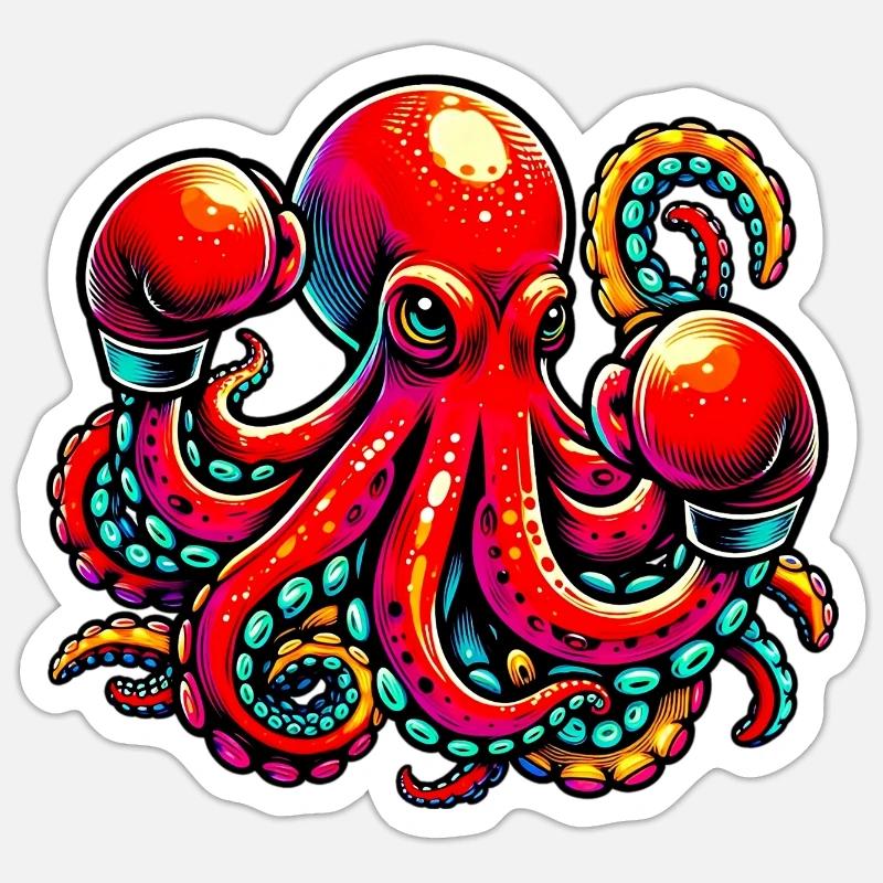 Krake - Sticker Größe S (10 x 10 cm) - Mattweiß