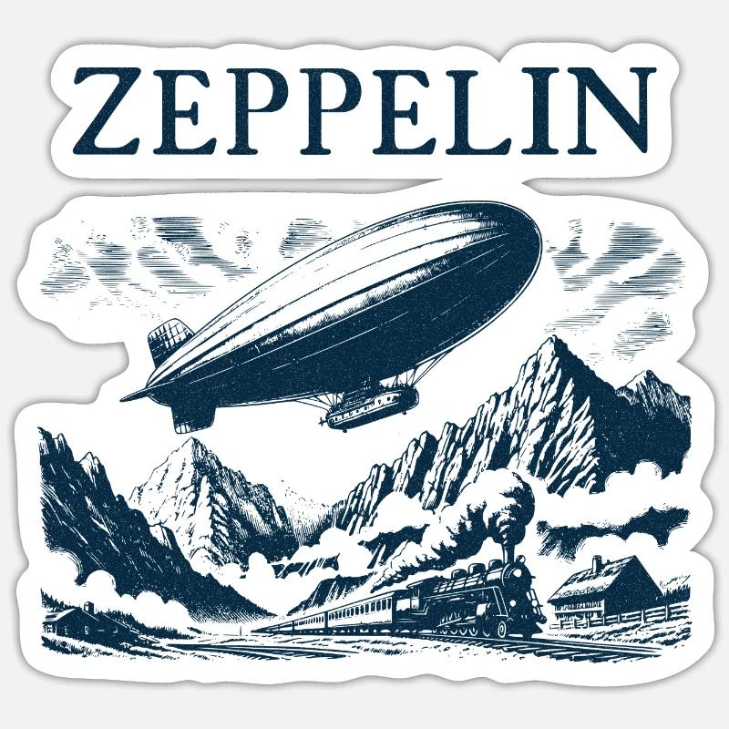 Voyage en dirigeable Zeppelin Sticker taille S (10 x 10 cm)