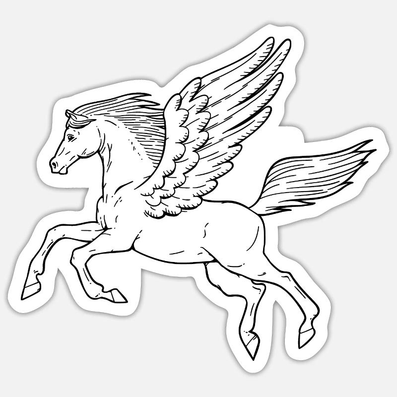 Pégase - Sticker taille S (10 x 10 cm) - blanc mat