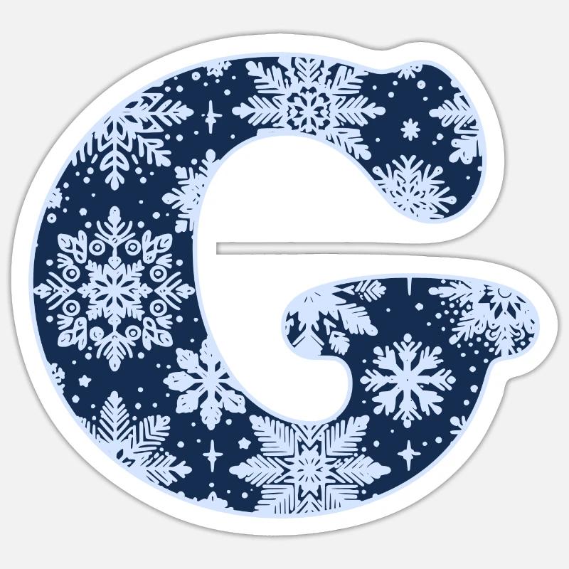 Buchstabe G Schneeflocken - Sticker Größe S (10 x 10 cm) - Mattweiß