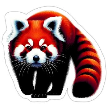 Panda roux - Sticker taille S (10 x 10 cm) - blanc mat - Devant