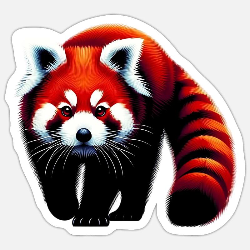 Panda roux - Sticker taille S (10 x 10 cm) - blanc mat