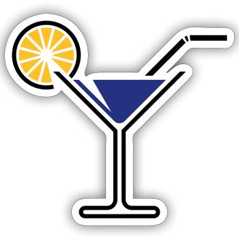 Cocktail Glass / Martini Glass + (Blue) - Sticker size S (10 x 10 cm) - white matte - Front