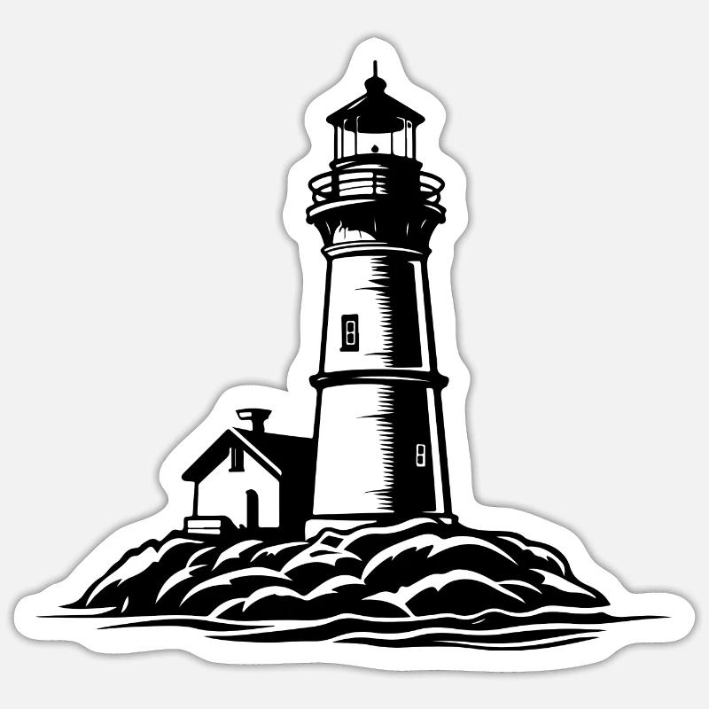 Leuchtturm Symbol - Sticker Größe S (10 x 10 cm) - Mattweiß