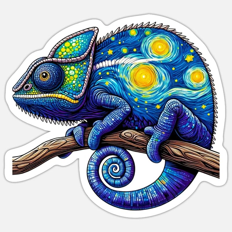 Caméléon - Sticker taille S (10 x 10 cm) - blanc mat